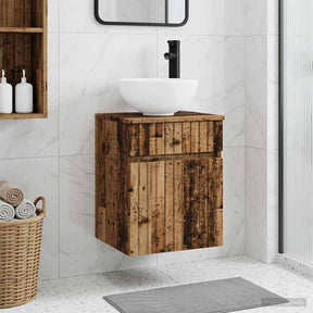 Vidaxl wandgemonteerde wastafelmeubel oud hout 39 x 41 x 64,5 cm