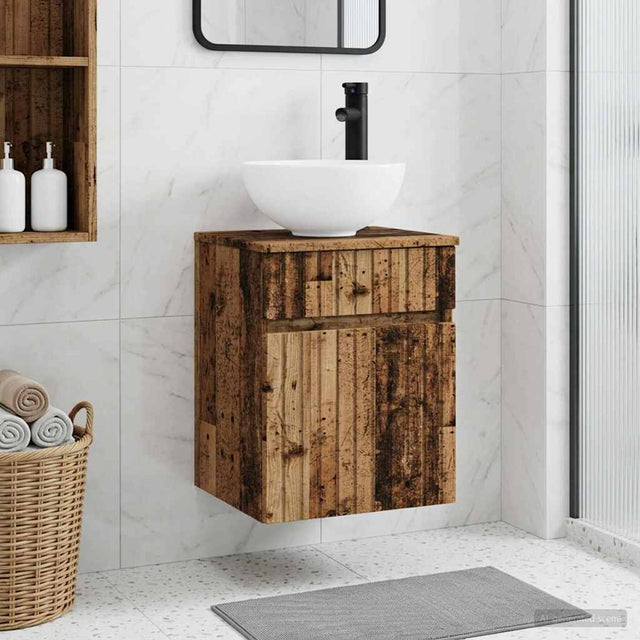Vidaxl wandgemonteerde wastafelmeubel oud hout 39 x 41 x 64,5 cm