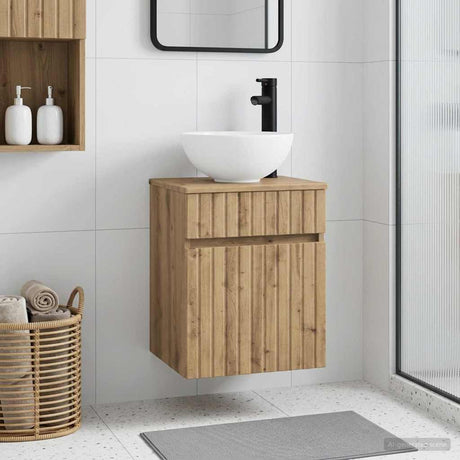 Vidaxl wandgemonteerde wastafelmeubel artisanaal eiken