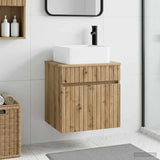 Vidaxl wandgemonteerde wastafelmeubel artisanaal eiken 49 x 41 x 63 cm