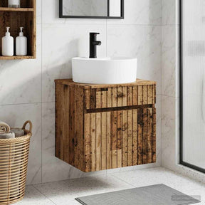 Vidaxl wandgemonteerde wastafelmeubel oud hout 49 x 44,5 x 65 cm