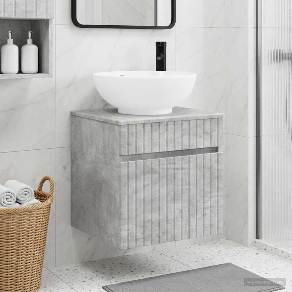 Vidaxl wandgemonteerde wastafelmeubel betongrijs 49 x 44,5 x 66,5 cm