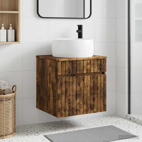 Vidaxl wandgemonteerde wastafelmeubel gerookt eiken 49 x 44,5 x 66 cm