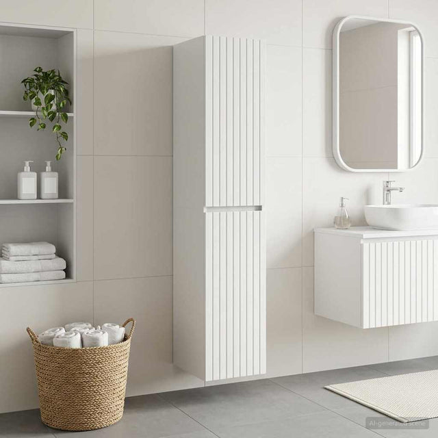 Vidaxl wand gemonteerde badkamerkast wit 33 x 34,5 x 160 cm