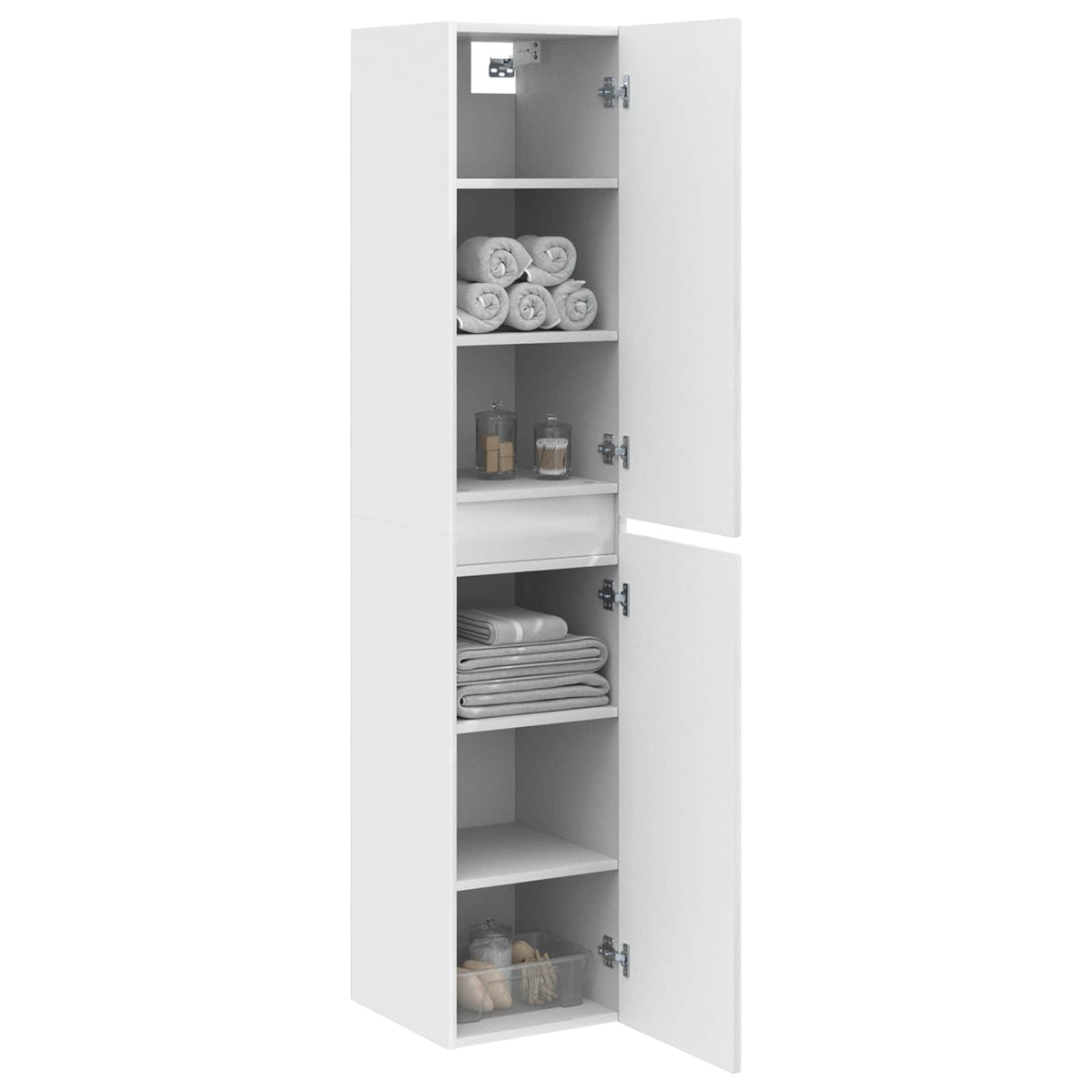 Vidaxl wand gemonteerde badkamerkast hoogglans wit 33 x 34,5 x 160 cm