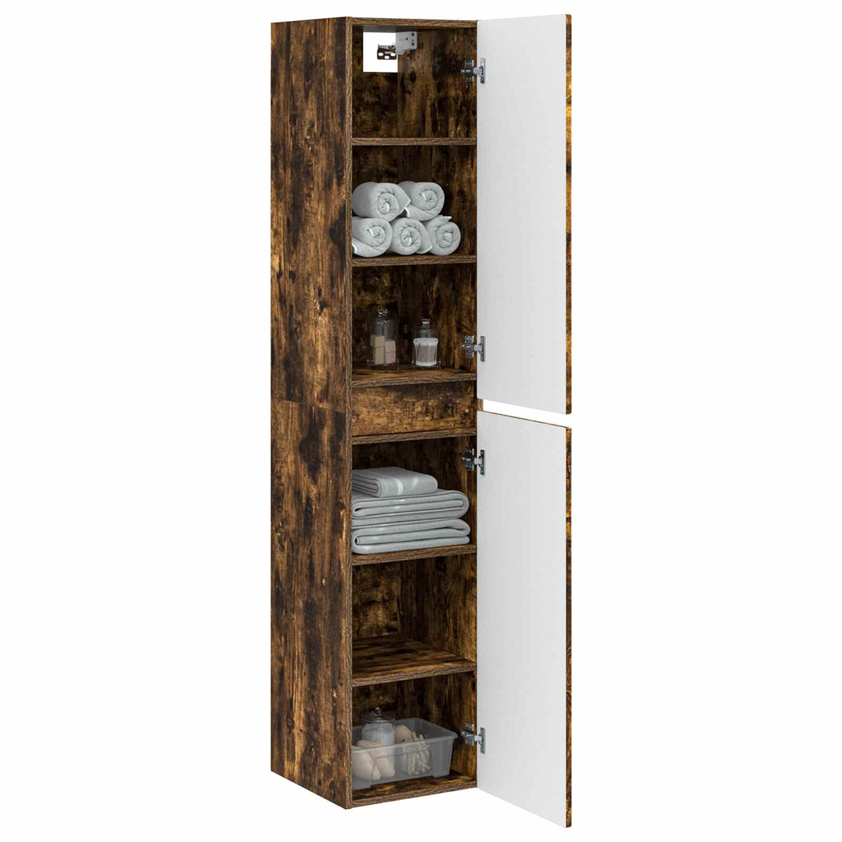 Vidaxl wand gemonteerde badkamerkast gerookt eiken 33 x 34,5 x 160 cm