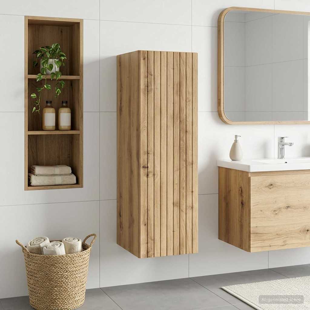 Vidaxl wand gemonteerde badkamerkast artisanaal eiken