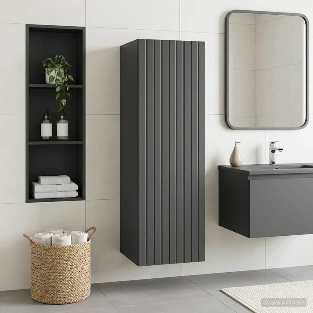 Vidaxl wand gemonteerde badkamerkast zwart 33 x 34,5 x 60 cm