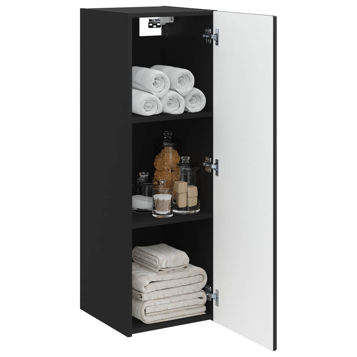 Vidaxl wand gemonteerde badkamerkast zwart 33 x 34,5 x 60 cm