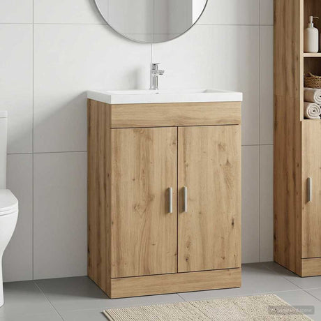 Vidaxl badkamer onder wastafel kast artisanaal eiken 56 x 37,5 x 81 cm