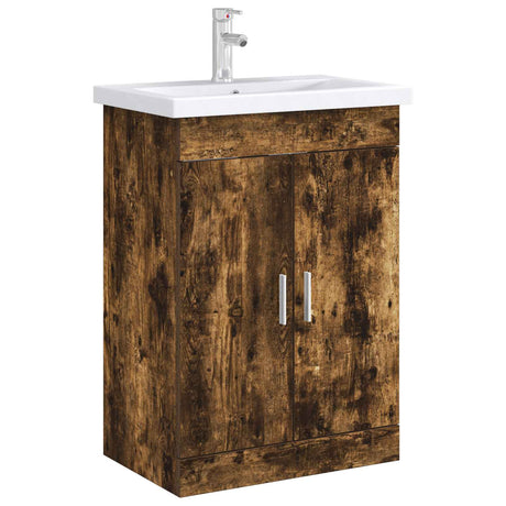 Vidaxl badkamer onder wasbak kast gerookt eiken 78,5 x 37,5 x 81 cm