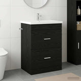 Vidaxl badkamer onder wasbak kast zwart eiken 56 x 37,5 x 81 cm