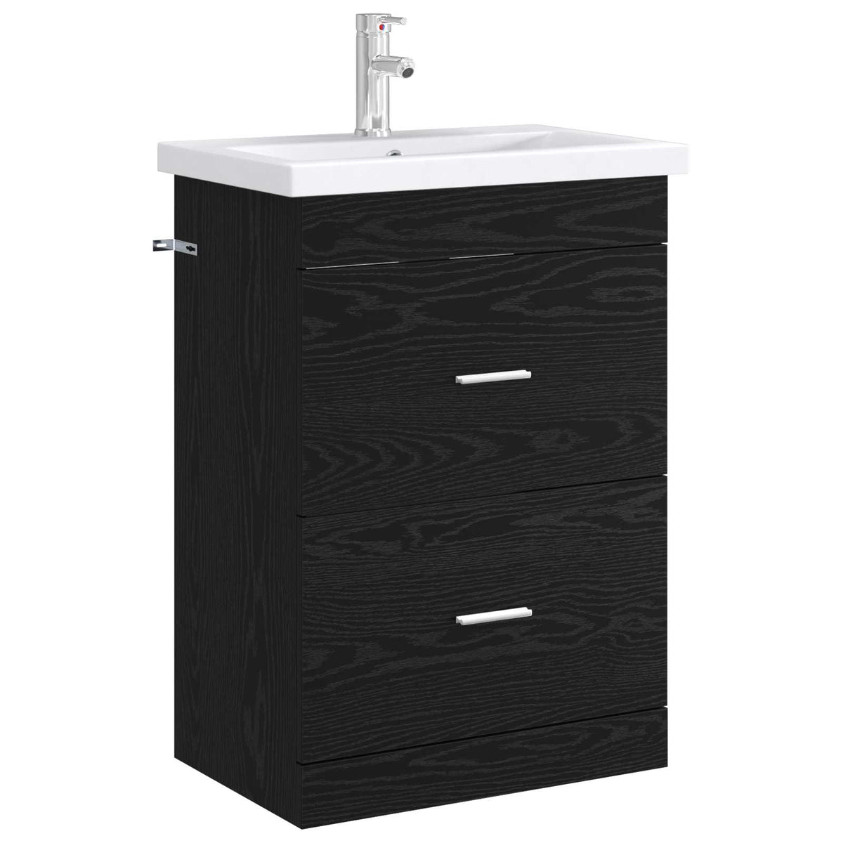 Vidaxl badkamer onder wasbak kast zwart eiken 56 x 37,5 x 81 cm