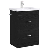 Vidaxl badkamer onder wasbak kast zwart eiken 56 x 37,5 x 81 cm