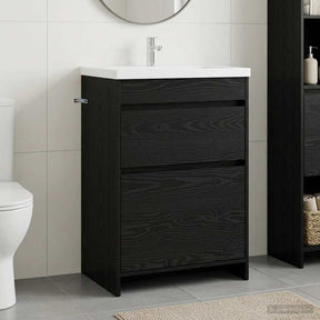 Vidaxl badkamer onder wasbak kast zwart eiken 56 x 37,5 x 81 cm