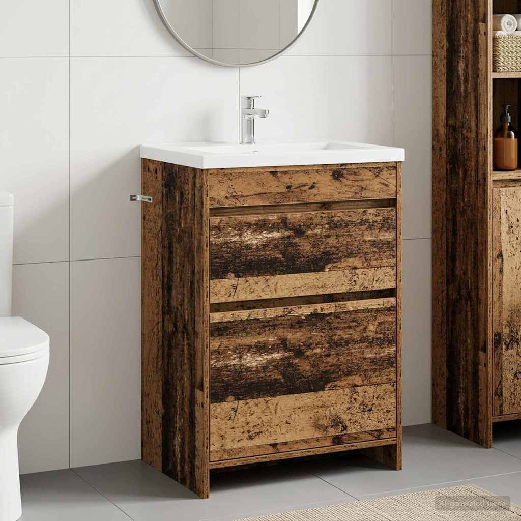 Vidaxl badkamer onder wasbak kast oud hout 56 x 37,5 x 81 cm