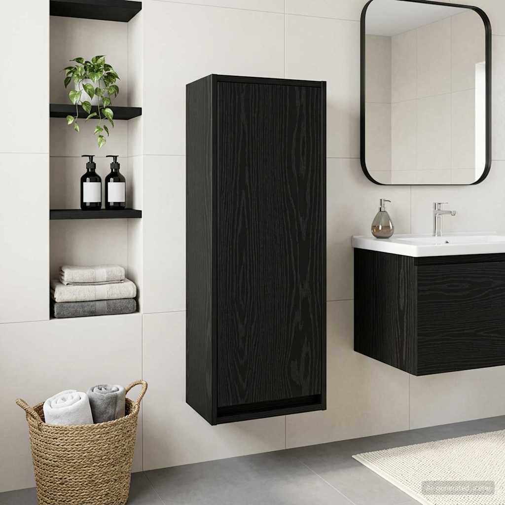 Vidaxl wandgemonteerde wastafelmeubel zwart eiken 35 x 20 x 81 cm