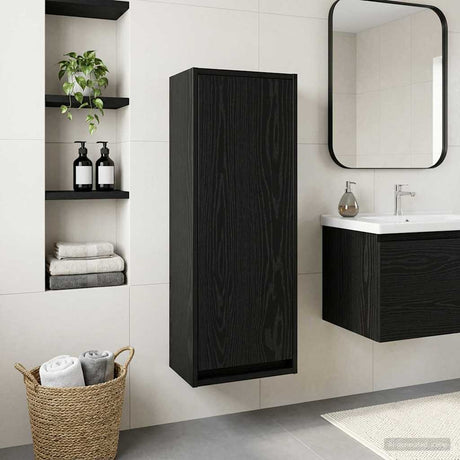 Vidaxl wandgemonteerde wastafelmeubel zwart eiken 35 x 20 x 81 cm