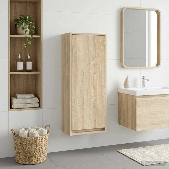 Vidaxl wandgemonteerde wastafelmeubel sonoma eiken 35 x 20 x 81 cm