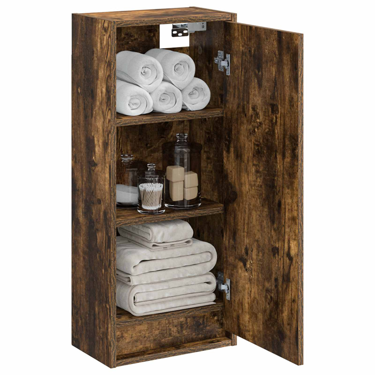 Vidaxl wandgemonteerde wastafelmeubel gerookt eiken 35 x 20 x 81 cm