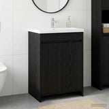 Vidaxl badkamer onder wasbak kast zwart eiken 56 x 37,5 x 81 cm