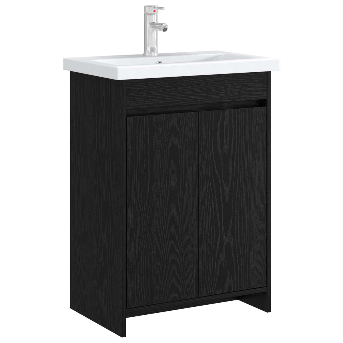 Vidaxl badkamer onder wasbak kast zwart eiken 56 x 37,5 x 81 cm