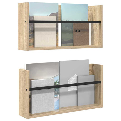 Vidaxl tijdschrift rek 2 st sonoma eiken 60 x 12 x 30 cm bewerkt hout