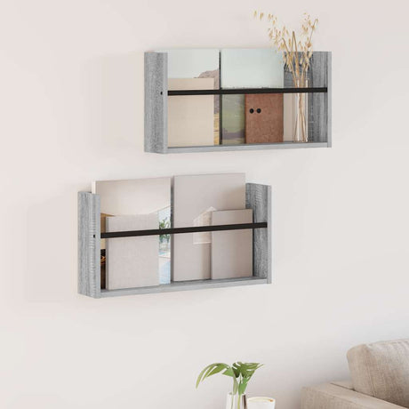 Vidaxl tijdschrift rek 2 st grijs sonoma 60 x 12 x 30 cm bewerkt hout
