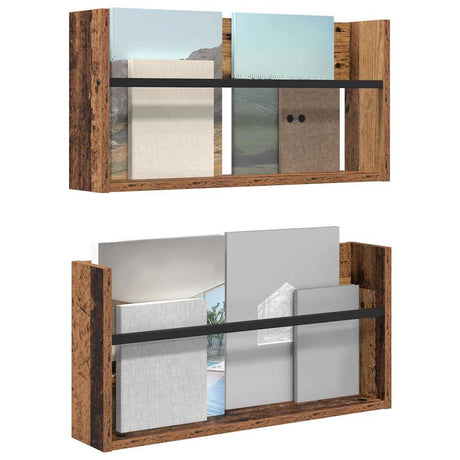 Vidaxl tijdschrift rek 2 st oudhout 60 x 12 x 30 cm bewerkt hout