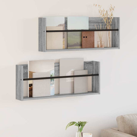 Vidaxl tijdschrift rek 2 st grijs sonoma 80 x 12 x 30 cm bewerkt hout
