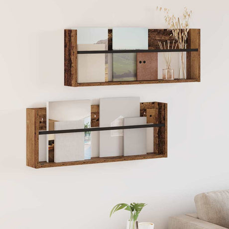 Vidaxl tijdschrift rek 2 st oudhout 80 x 12 x 30 cm bewerkt hout