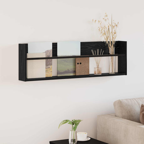 Vidaxl tijdschrift rek zwart eiken 100 x 12 x 30 cm bewerkt hout