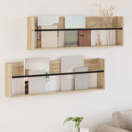 Vidaxl tijdschrift rek 2 st sonoma eiken 100 x 12 x 30 cm bewerkt hout