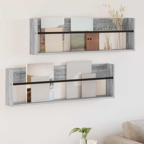 Vidaxl tijdschrift rek 2 st grijs sonoma 100 x 12 x 30 cm bewerkt hout