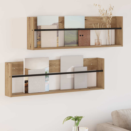 Vidaxl tijdschrift rek met plank 2 st artisan eiken 100 x 12 x 30 cm
