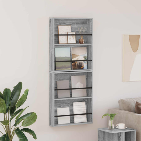 Vidaxl tijdschrift rek 2 st grijs sonoma 60 x 12 x 70 cm bewerkt hout