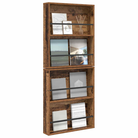 Vidaxl tijdschrift rek 2 st oudhout 60 x 12 x 70 cm bewerkt hout