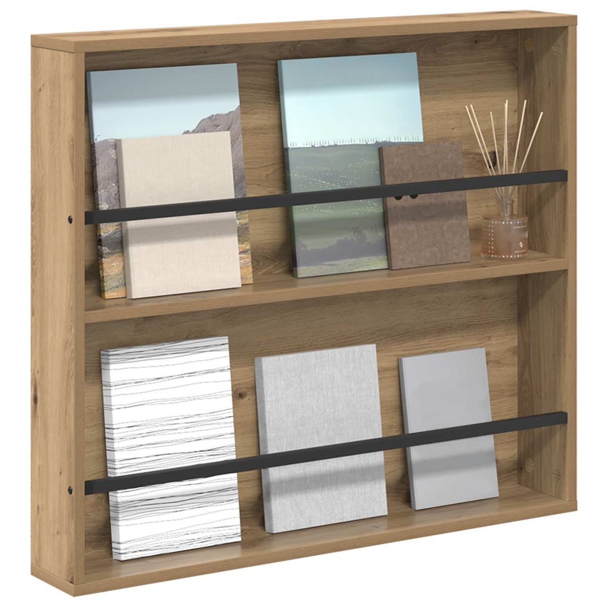Vidaxl tijdschrift rek artisan eiken 80 x 12 x 70 cm bewerkt hout