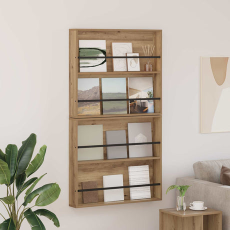 Vidaxl tijdschrift rek 2 st artisan eiken 80 x 12 x 70 cm bewerkt hout