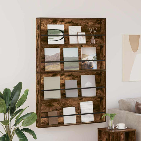 Vidaxl tijdschrift rek met plank 2 st gerookt eiken 100 x 12 x 70 cm