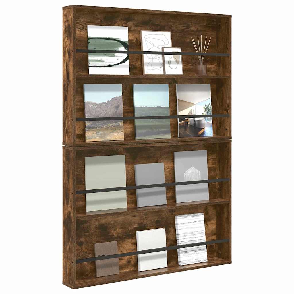 Vidaxl tijdschrift rek met plank 2 st gerookt eiken 100 x 12 x 70 cm