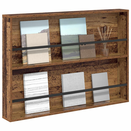Vidaxl tijdschrift rek met plank oudhout 100 x 12 x 70 cm bewerkt hout
