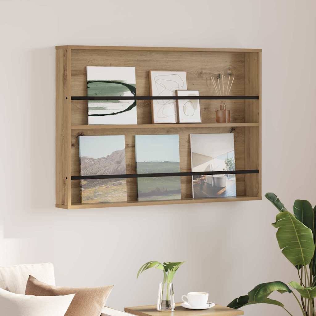 Vidaxl tijdschrift rek artisan eiken 100 x 12 x 70 cm bewerkt hout
