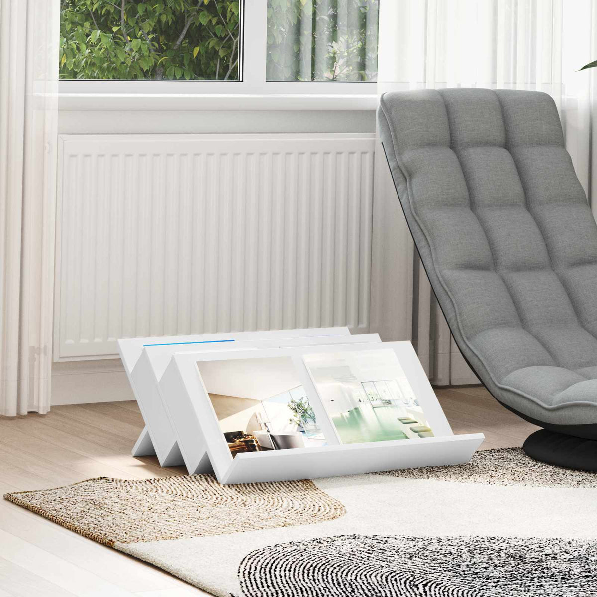 Vidaxl tijdschrift rek met plank wit 65 x 53 x 28,5 cm bewerkt hout
