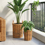 Vidaxl plantmand met opslag gendt 2 st natuurlijk bruin kubu rattan