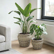 Vidaxl plantenmand met opslag gendt 2 st natuurlijk grijs kubu rattan