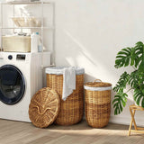 Vidaxl wasmand met deksel gendt 2 st natuurlijk bruin kubu rattan