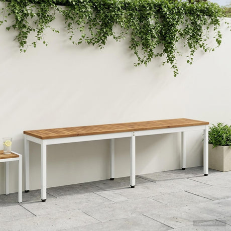 Vidaxl tuinbank 161 x 35 x 45 cm massief acaciahout natuurlijk en wit