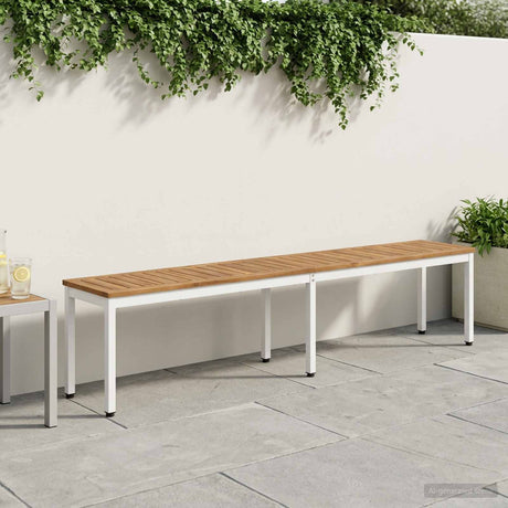 Vidaxl tuinbank 201 x 35 x 45 cm massief acaciahout natuurlijk en wit