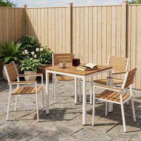 Vidaxl tuindiner tafel natuurlijk en wit 60 x 60,5 x 75 cm